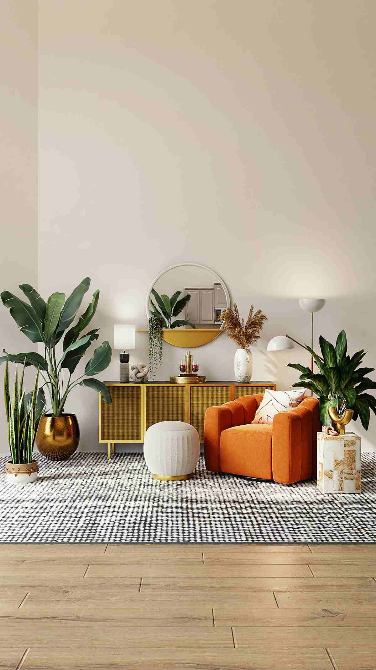 Architectural dining and lounge interior